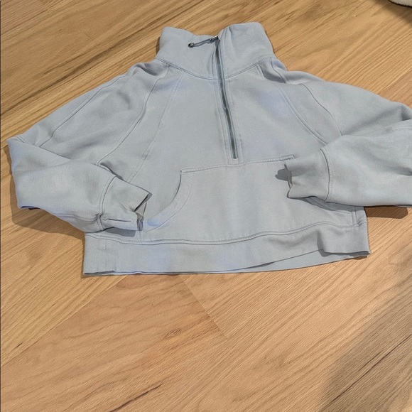 lululemon Scuba Oversized Funnel Neck Half Zip in Blue Linen M/L - Picture 4 of 4